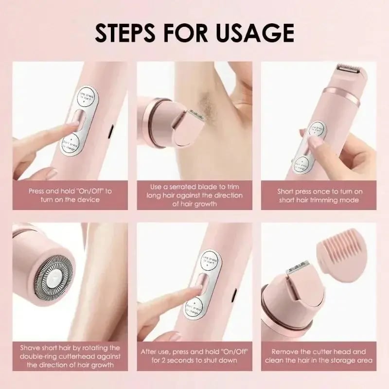 2 in 1 Electric Shaver for Women, 1 Box Rechargeable Electric Shaver & Accessories, Wet and Dry Use Body Trimmer for Home & Travel, Halloween, Christmas