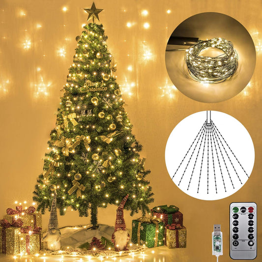 🎅🔥8 Modes  Christmas LED Firefly Twinkle String Lights